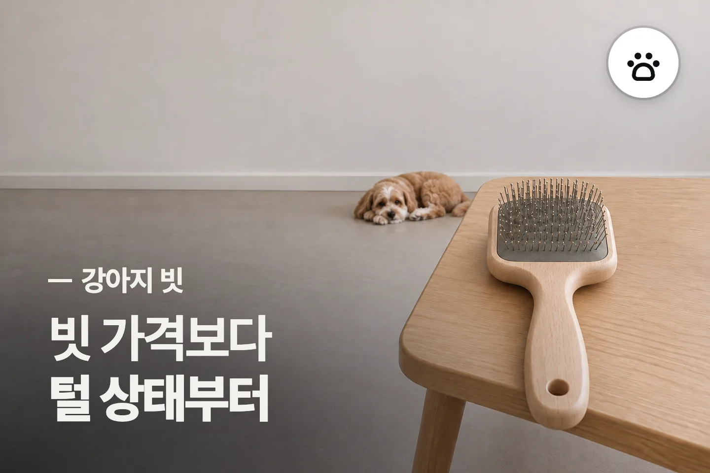 빗 가격보다 털 상태부터 보세요 — 강아지 빗 썸네일 (사진은 AI로 만든 이해용 이미지)