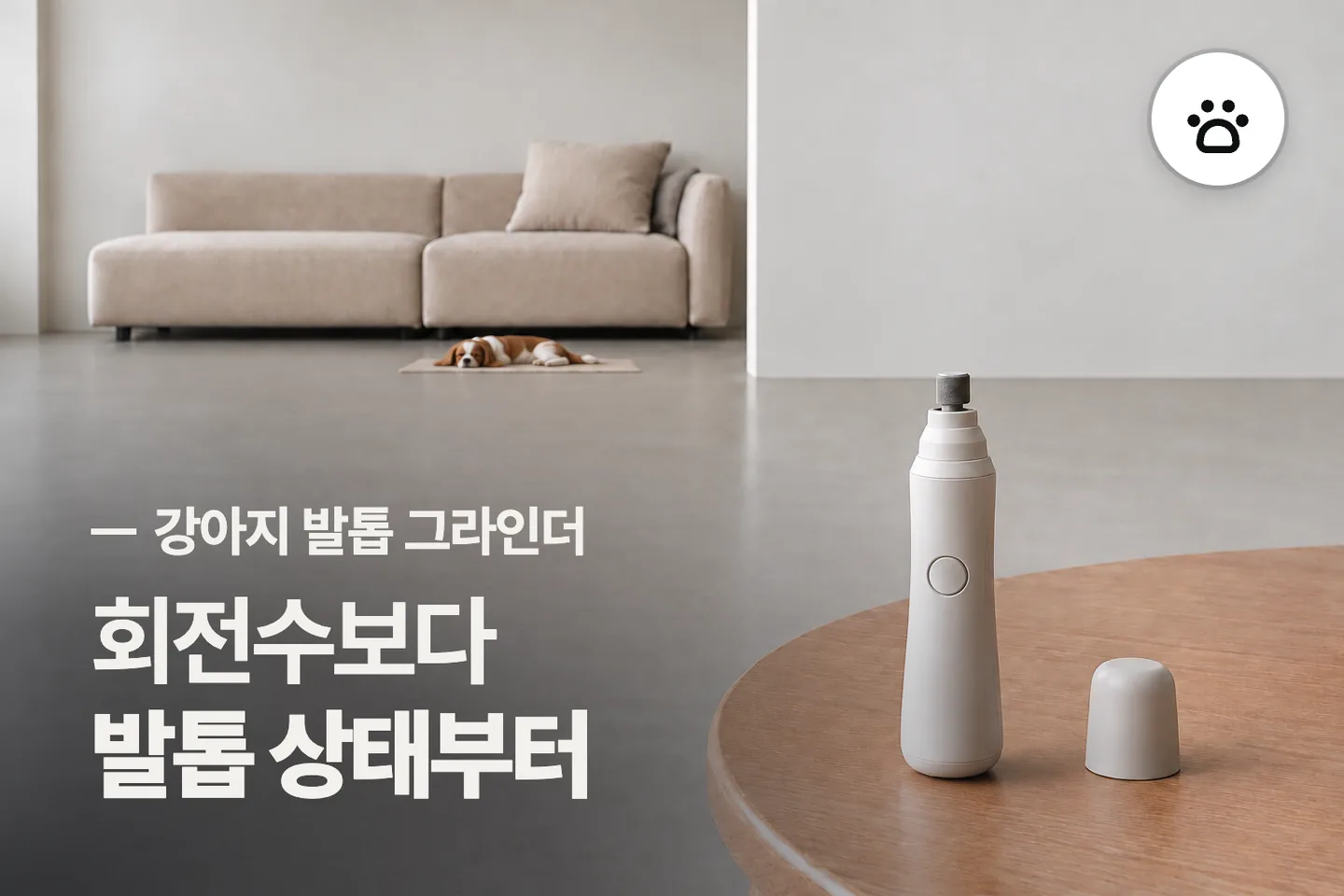 회전수보다 발톱 상태부터 보세요 — 강아지 발톱 그라인더 썸네일 (사진은 AI로 만든 이해용 이미지)