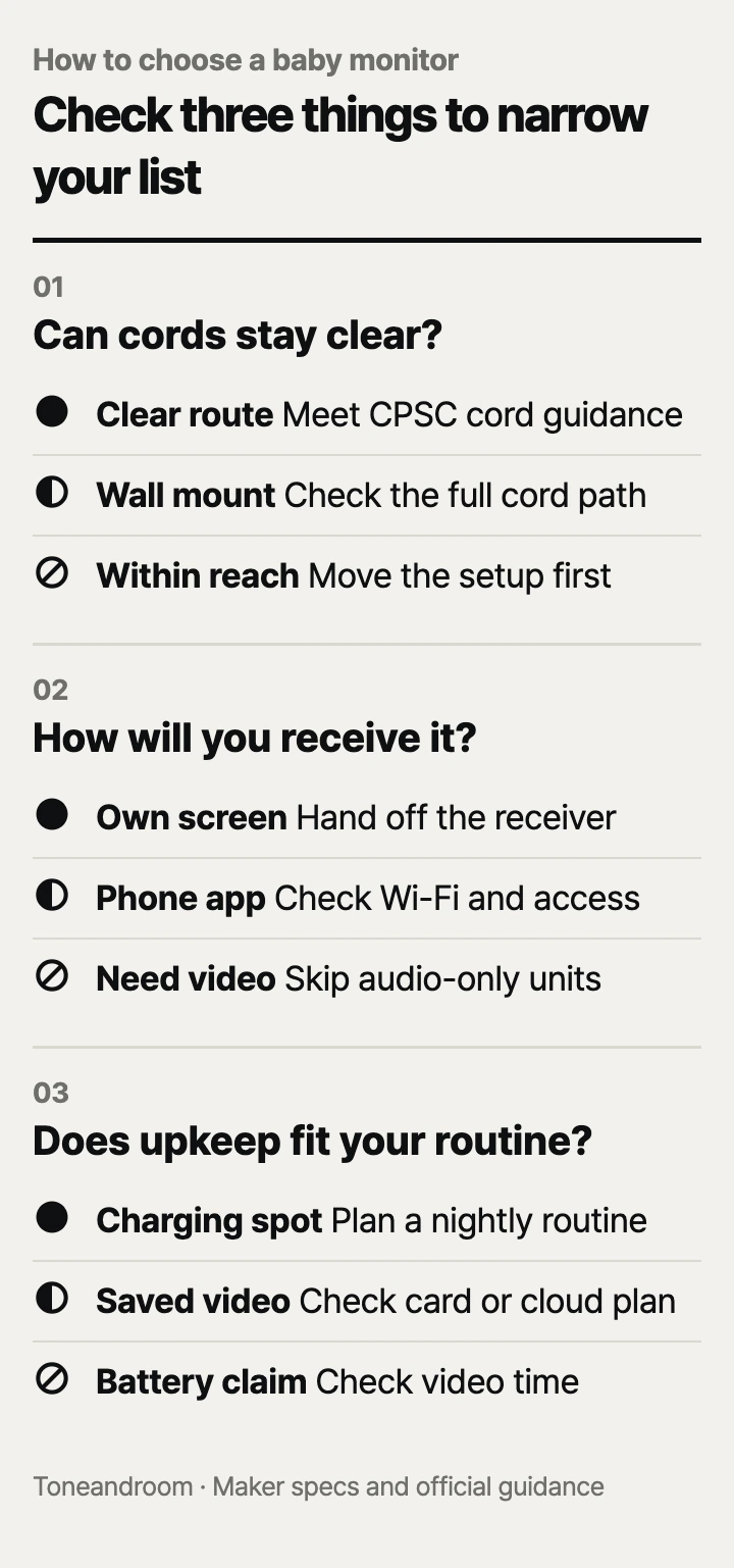 How to choose a baby monitor: cord clearance, connection, power and upkeep