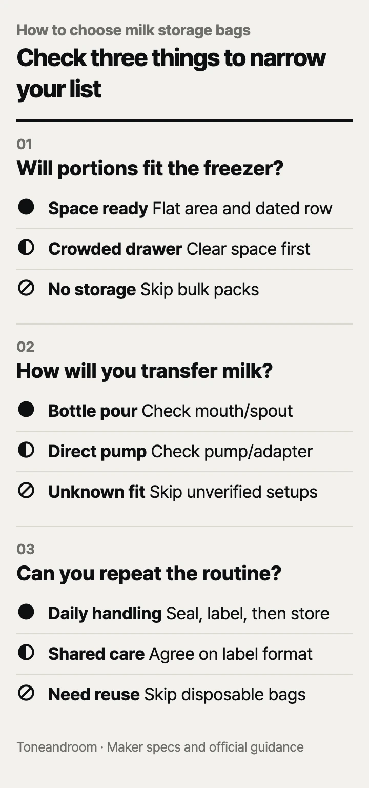 How to choose breast milk storage bags: freezer fit, transfer fit, daily handling