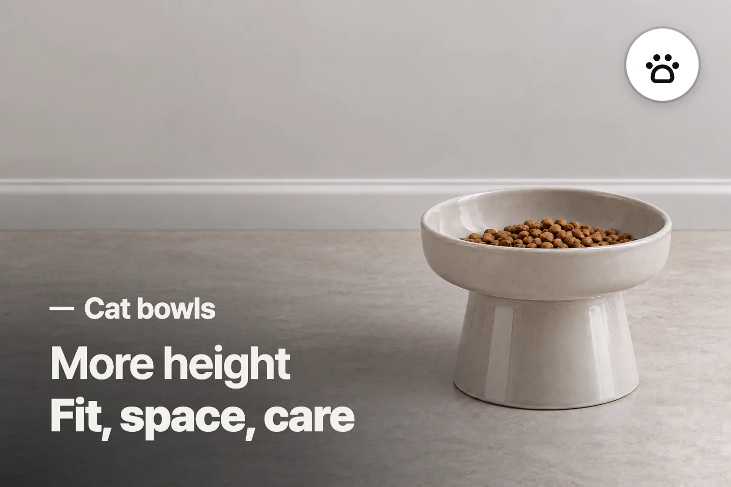 More height Fit, space, care — Cat bowls (photo is an AI-generated illustration)