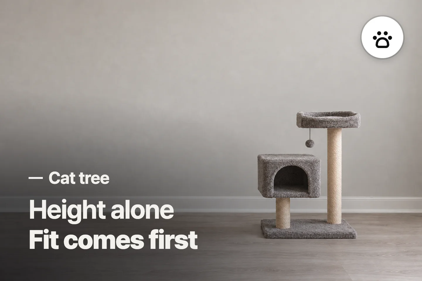 Height alone Fit comes first — Cat tree (photo is an AI-generated illustration)