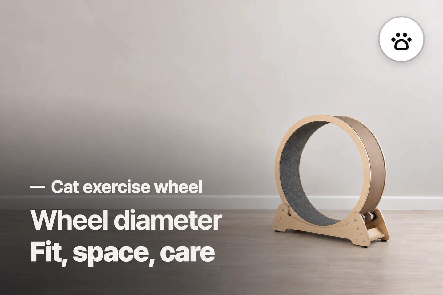 Wheel diameter Fit, space, care — Cat exercise wheel (photo is an AI-generated illustration)