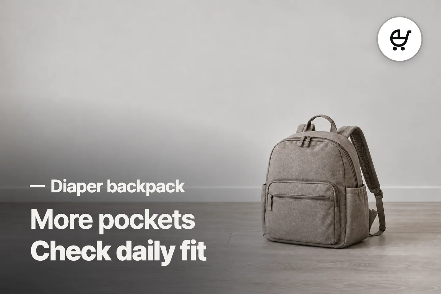 More pockets Check daily fit — Diaper backpack (photo is an AI-generated illustration)