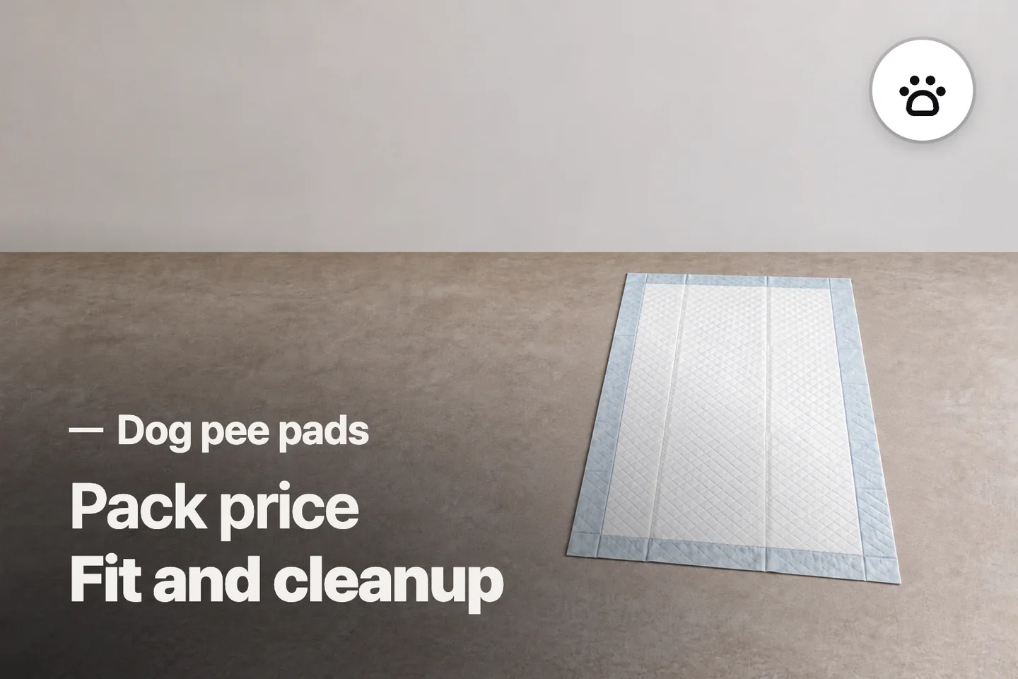 Pack price Fit and cleanup — Dog pee pads (photo is an AI-generated illustration)