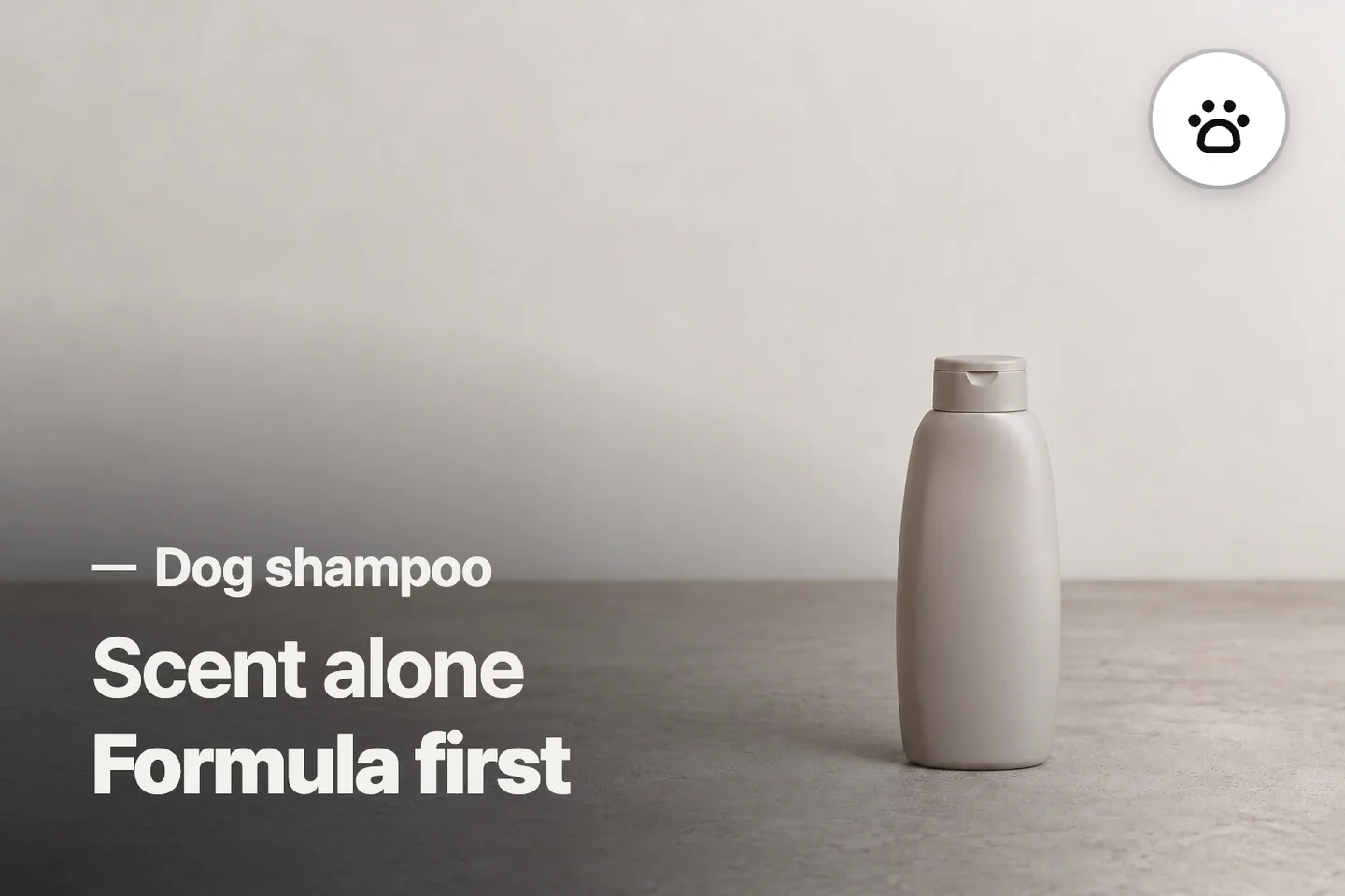 Scent alone Formula first — Dog shampoo (photo is an AI-generated illustration)