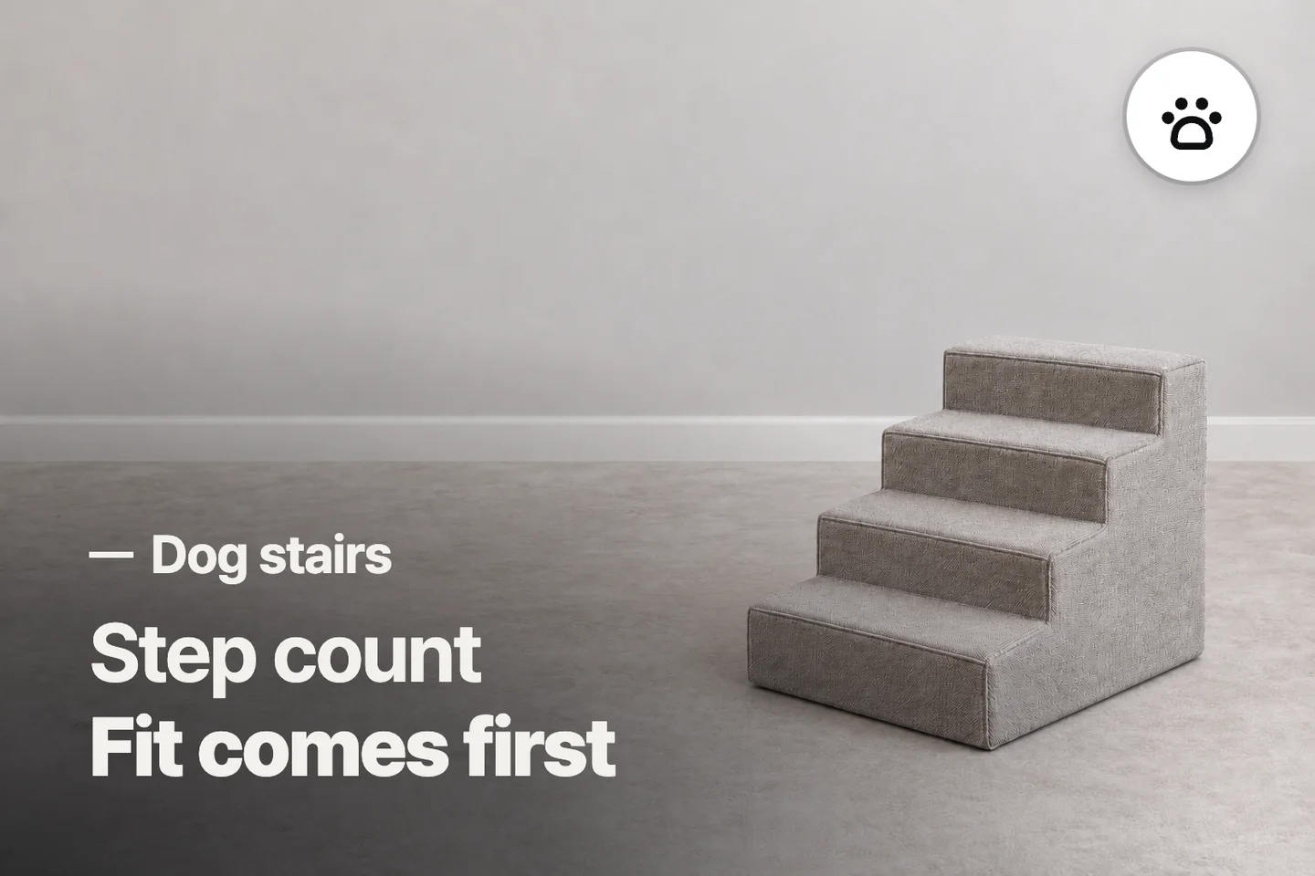 Step count Fit comes first — Dog stairs (photo is an AI-generated illustration)