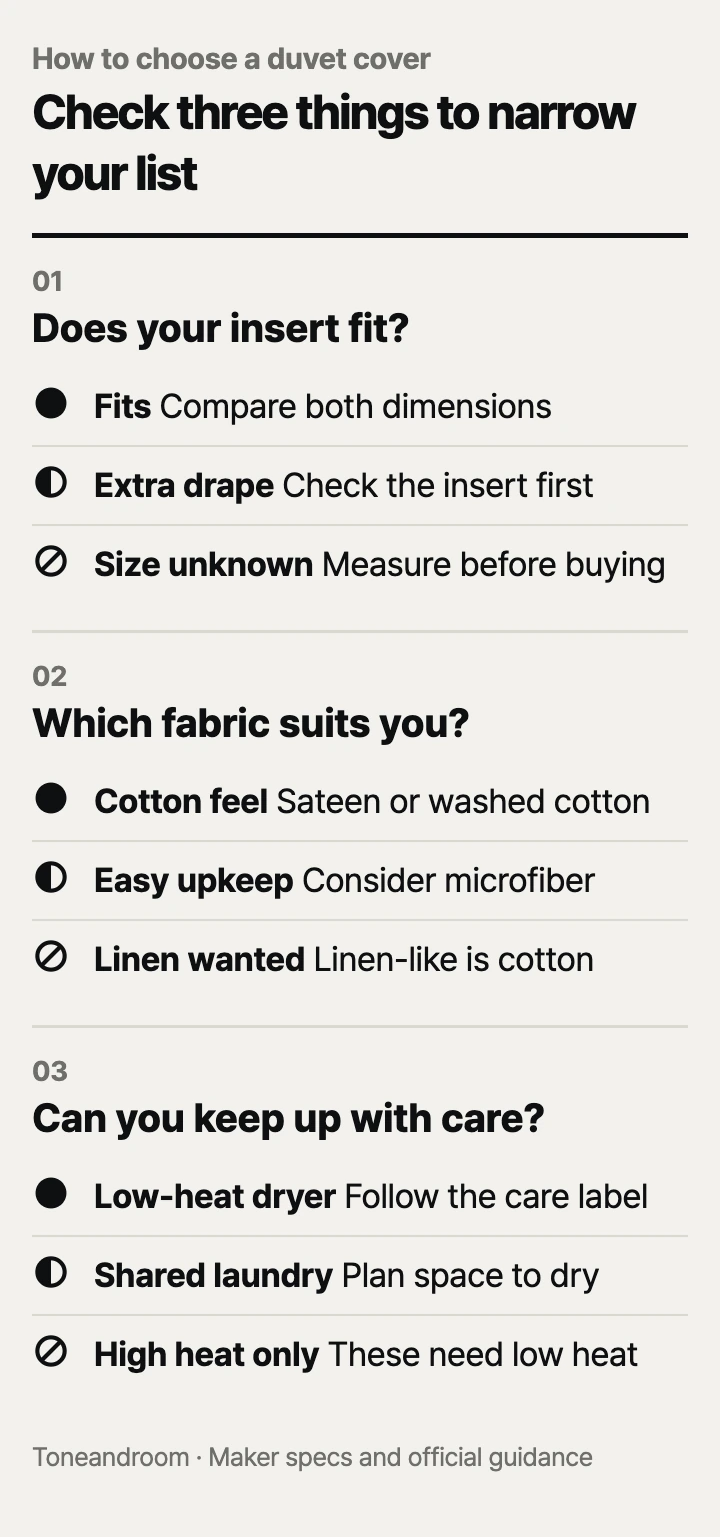 How to choose a duvet cover: insert fit, fabric feel, laundry routine