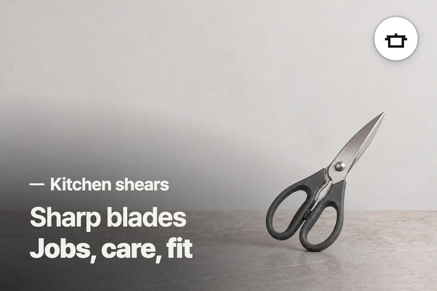 Sharp blades Jobs, care, fit — Kitchen shears (photo is an AI-generated illustration)