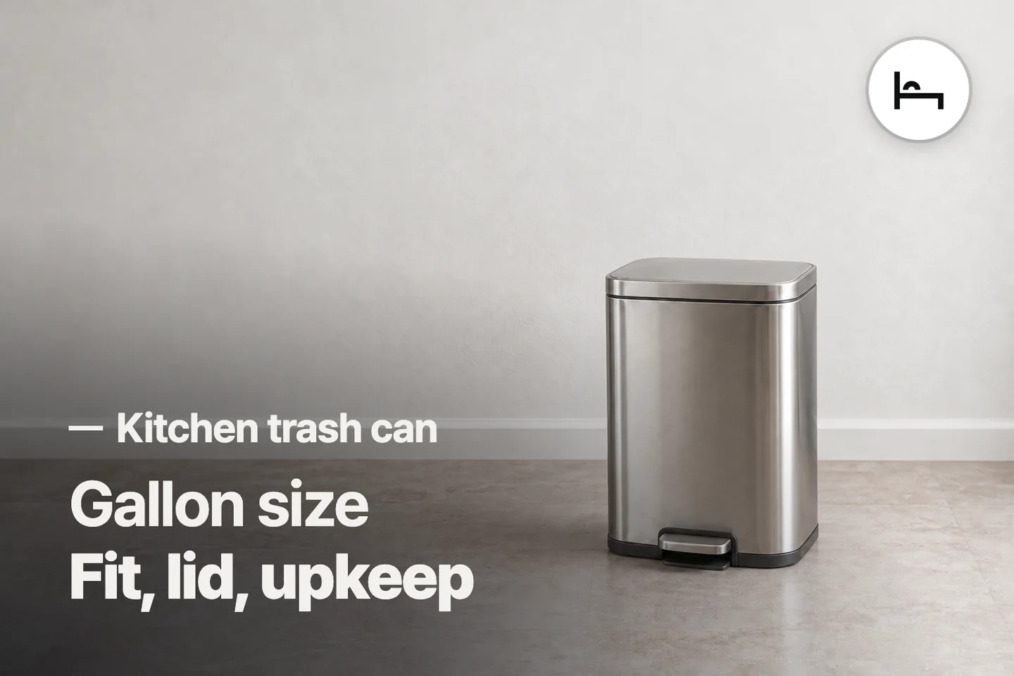 Gallon size Fit, lid, upkeep — Kitchen trash can (photo is an AI-generated illustration)