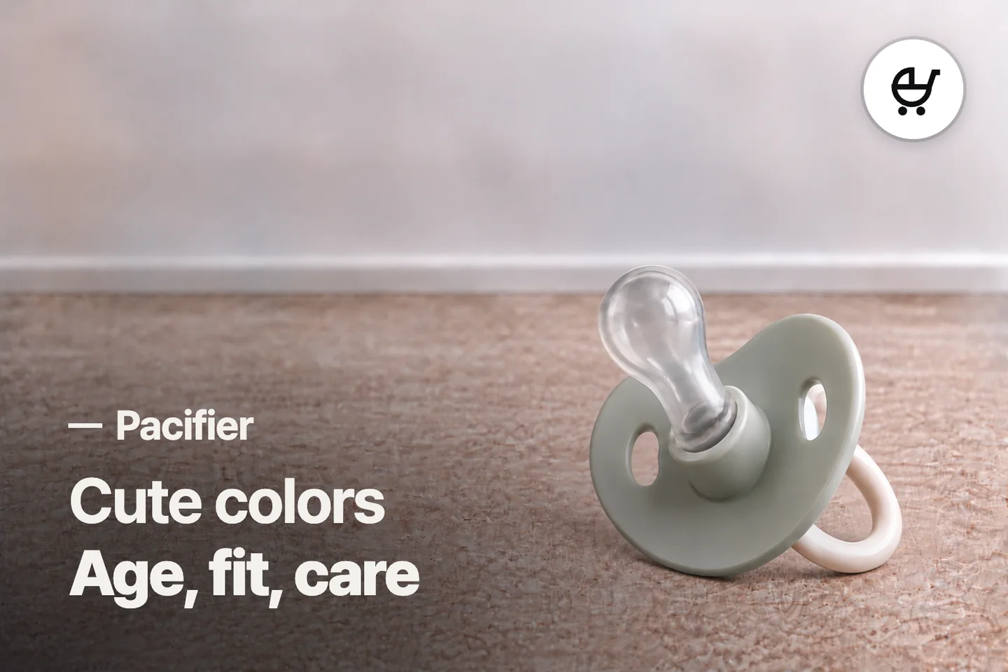 Cute colors Age, fit, care — Pacifier (photo is an AI-generated illustration)