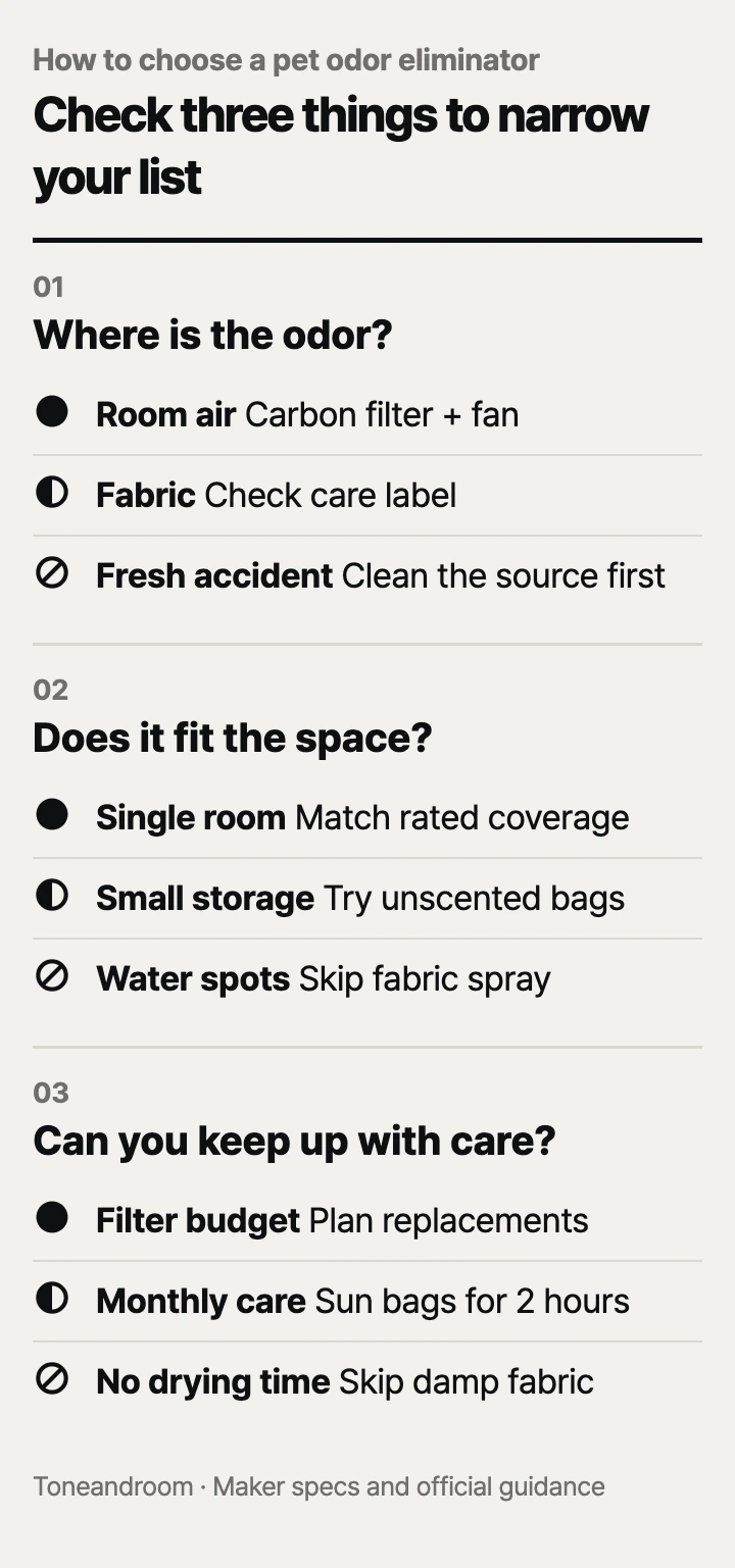How to choose a pet odor eliminator: odor source, placement, upkeep