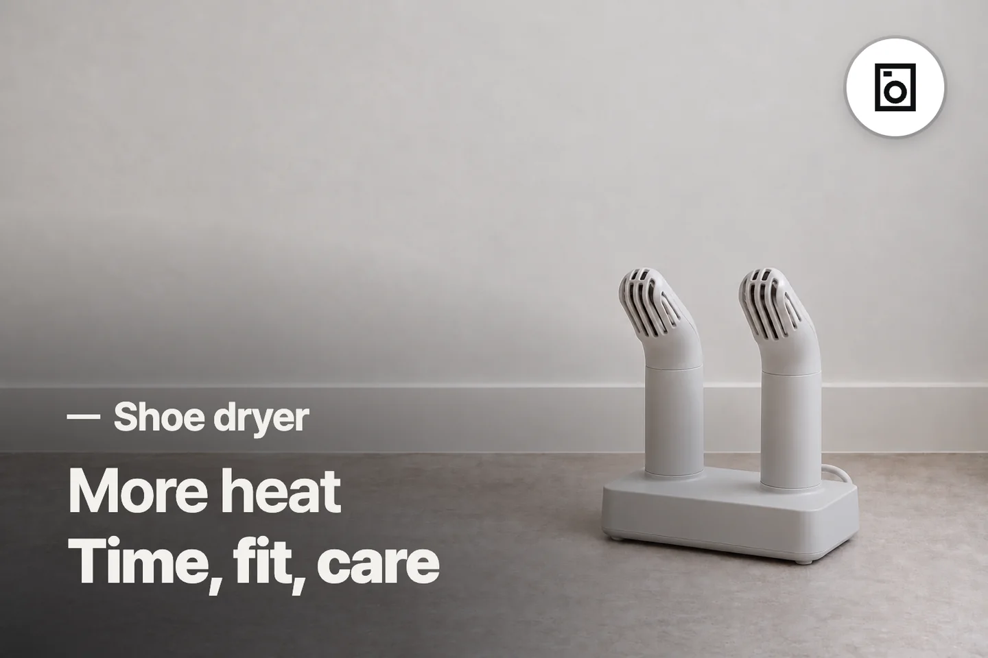 More heat Time, fit, care — Shoe dryer (photo is an AI-generated illustration)