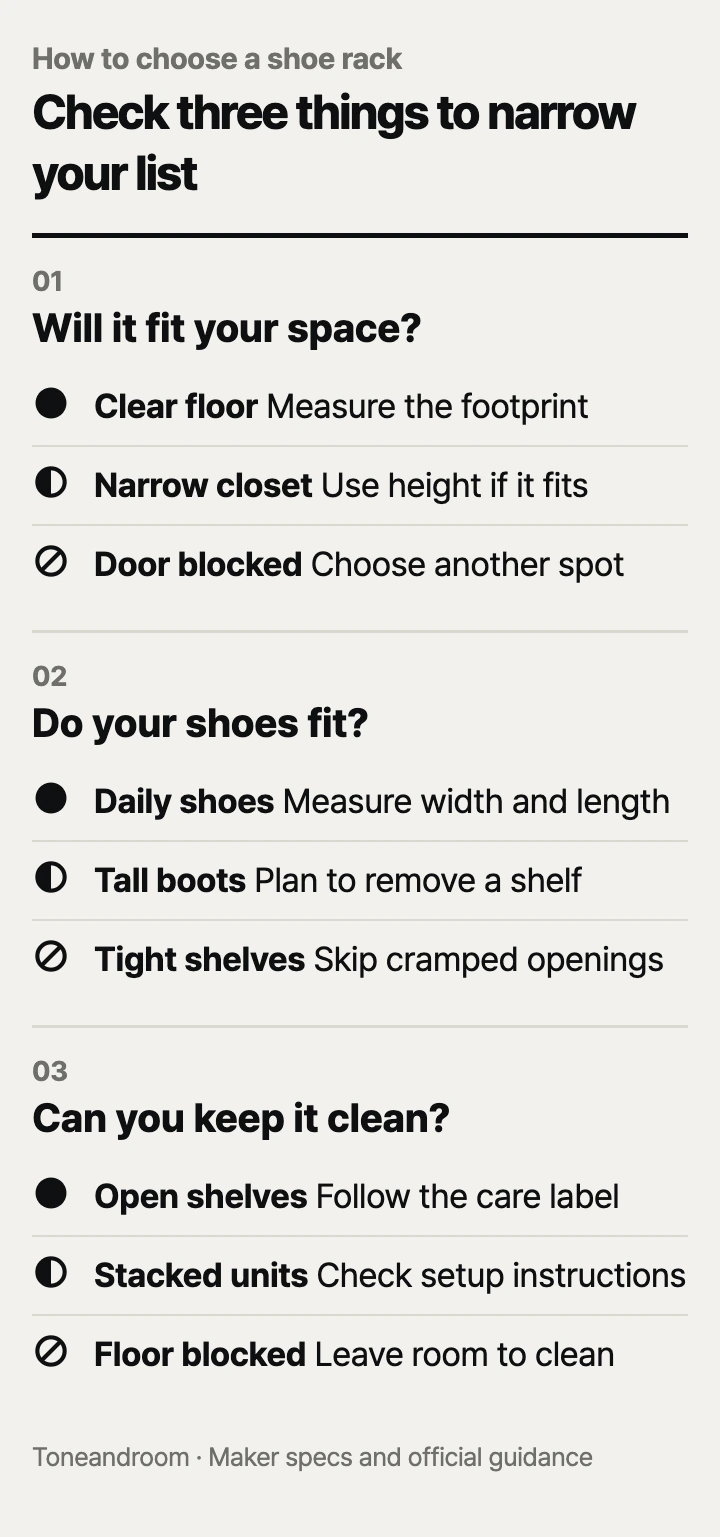 How to choose a shoe rack: space, shoe fit, upkeep