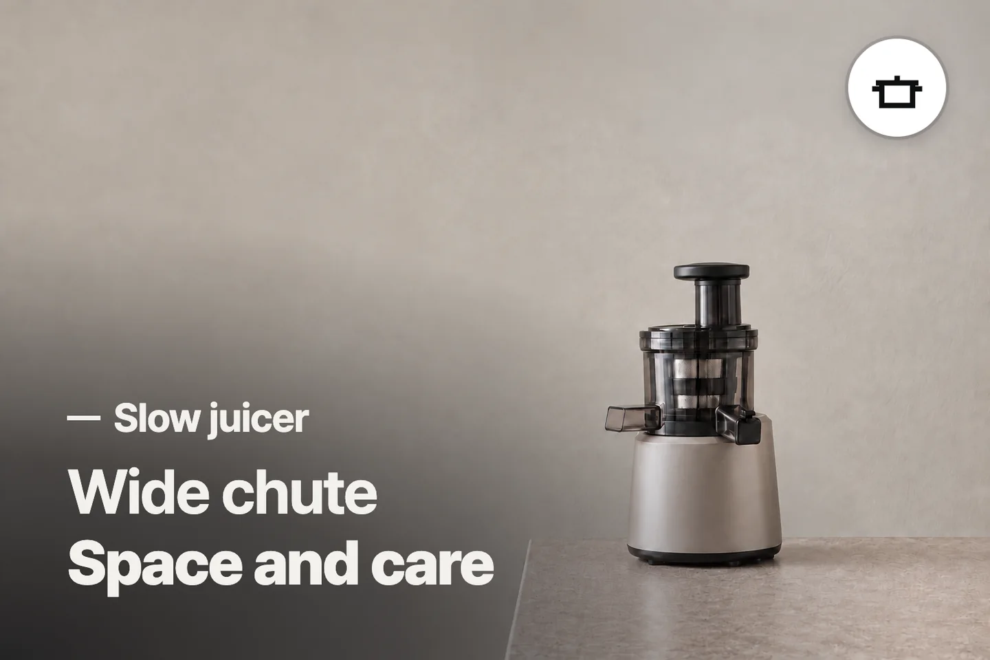 Wide chute Space and care — Slow juicer (photo is an AI-generated illustration)