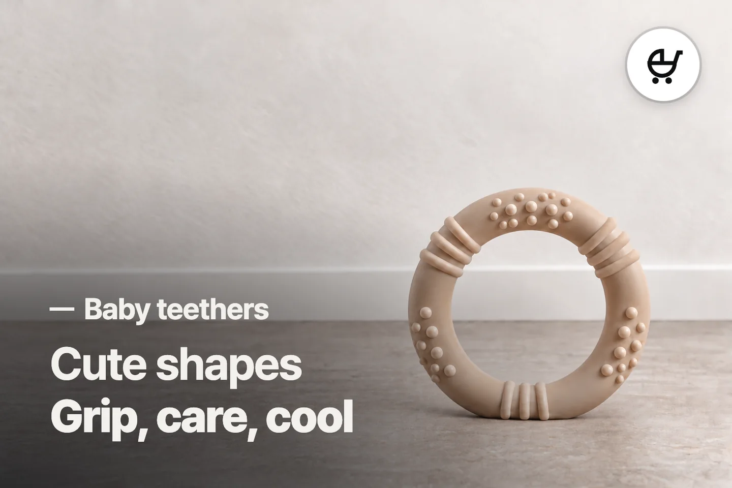 Cute shapes Grip, care, cool — Baby teethers (photo is an AI-generated illustration)