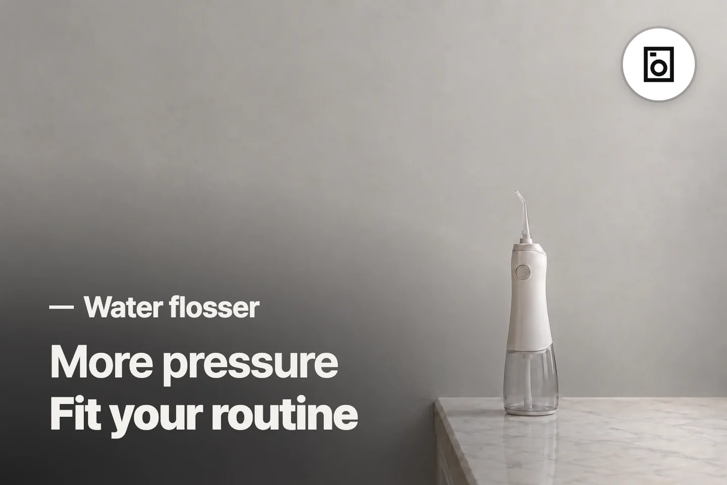 More pressure Fit your routine — Water flosser (photo is an AI-generated illustration)