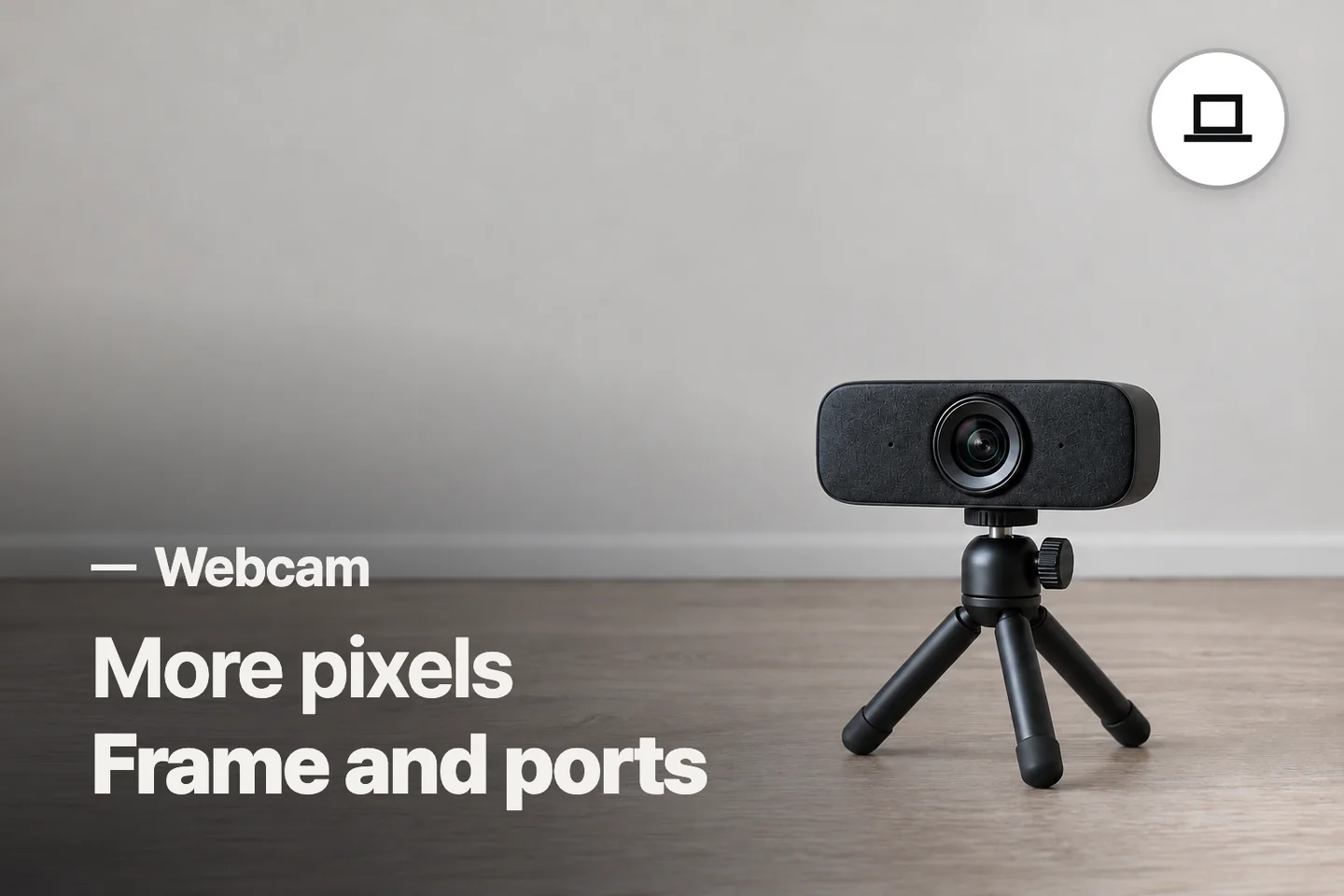 More pixels Frame and ports — Webcam (photo is an AI-generated illustration)